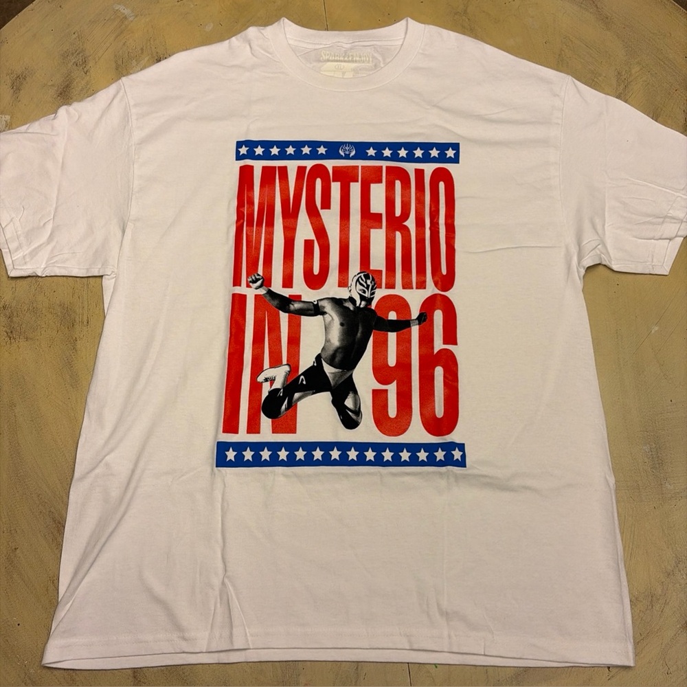 Mens Spark And Enjoy WWE Wrestling Ray Mysterio Graphic T Shirt Size XL WWF WWE